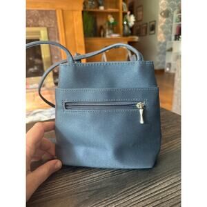 6/$25 Vintage Navy Shimmer Blue Shoulder XL Long Double Strap Bag